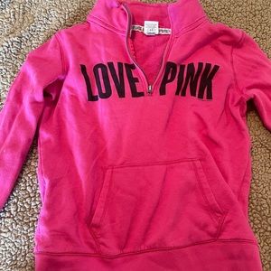 Pink quarter zip sweatshirt